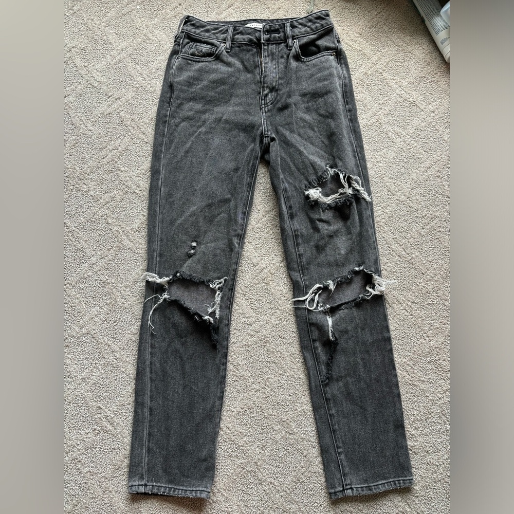 pacsun ripped black/grey jeans size 24, mom jean
